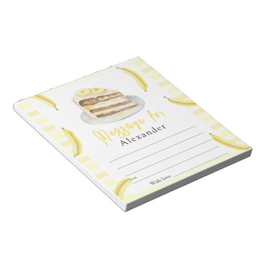Bloc-note Message de la capsule du gâteau de banane (Incliné)