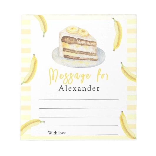 Bloc-note Message de la capsule du gâteau de banane (Devant)