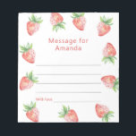 Bloc-note Message de la capsule temporelle d'anniversaire de<br><div class="desc">Fête d'anniversaire avec aquarelle illustration de fraises. Le texte dit "baies d'abord".</div>