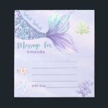 Bloc-note Message de la capsule temporelle de la queue de si<br><div class="desc">Invitation d'anniversaire thématique "Under the Sea". Aquarelle aux teintes violettes et bleues pastel,  avec la queue joueuse de sirène,  le poisson clown et les coraux.</div>