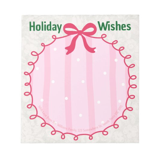 Bloc-note Message de vacances personnalisé pour Noël (Devant)