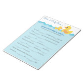 Bloc-note Message pour les parents d'être Baby shower de can (Incliné)