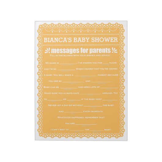 Bloc-note Message pour les parents Orange Papel Picado Douch (Tourné)