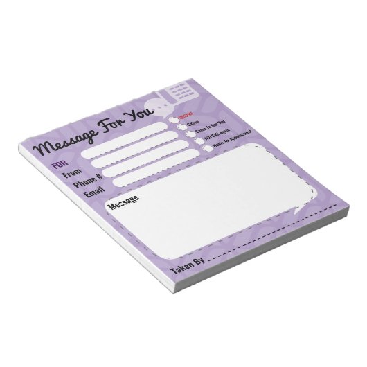 Bloc-note Message Pour Vous Appel Téléphonique Bloc Violet B (Incliné)