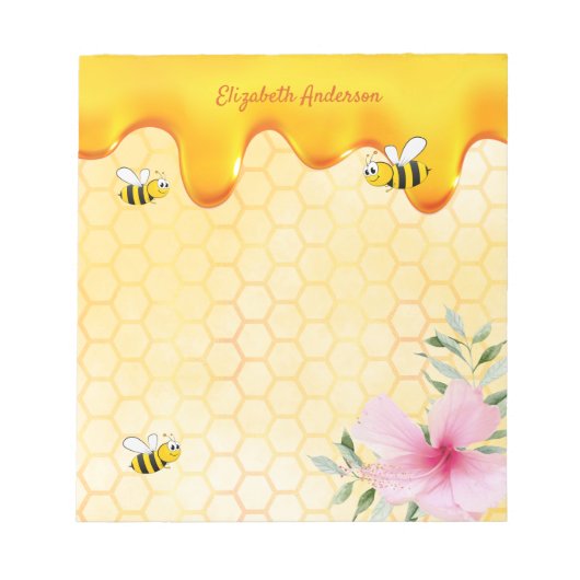 Bloc-note Miel motif d'abeille dorée goutte à goutte de miel (Devant)