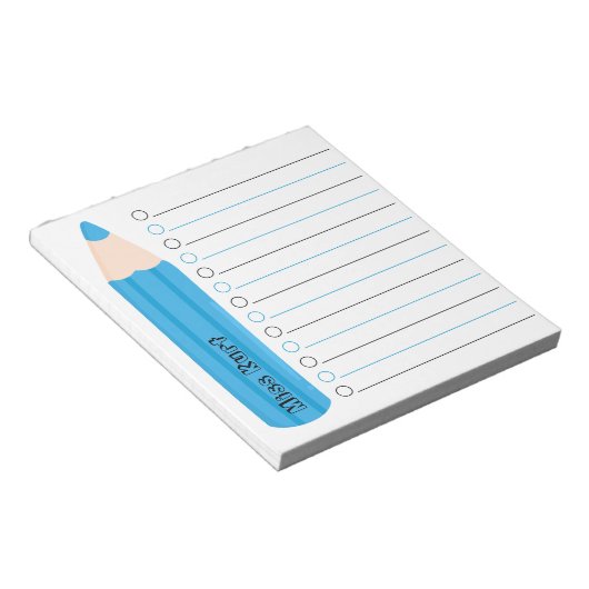 Bloc-note Mignolette Bleu crayon Linked Professeur Personnal (Incliné)