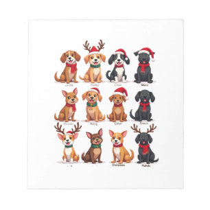 Bloc-note Mignon 12 chiens Xmas drôle amateurs de chiens Noë