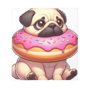 Bloc-note Mignon chien carlin grignotant un dessert de beign