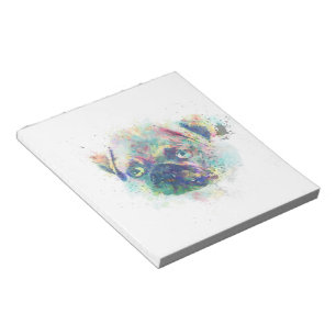 Bloc-note Mignon chiot carlin aquarelle éclaboussures peintu