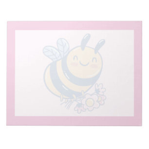Bloc-note Mignon design d'abeille et de petites fleurs
