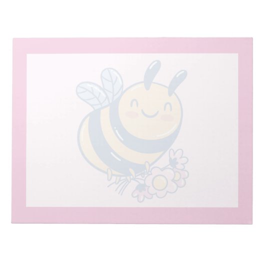 Bloc-note Mignon design d'abeille et de petites fleurs (Devant)