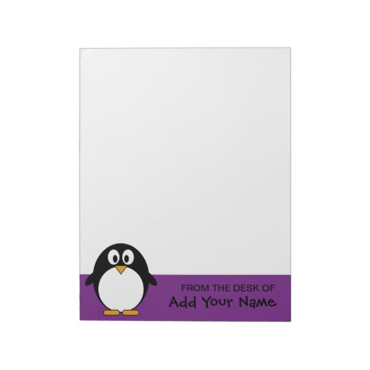 Bloc-note mignon dessin animé pingouin violet (Tourné)