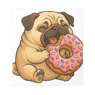 Bloc-note Mignon donut de pug de dessin animé drôle qui mâch