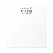 Bloc-note Mignon Enseigner Avec Amour Typographie Tendance C (Devant)