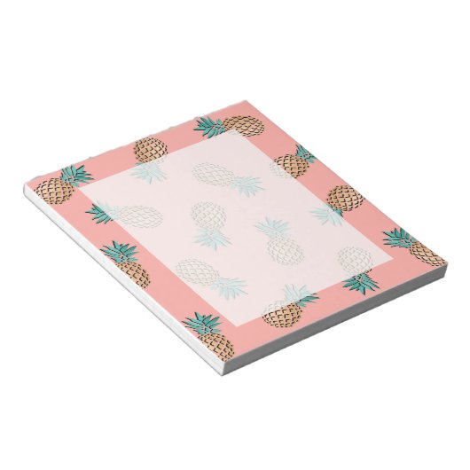 Bloc-note mignon été tropical faux motif d'ananas (Incliné)