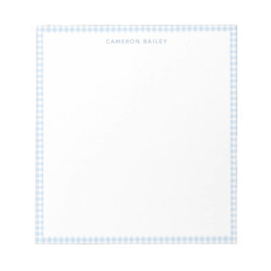 Bloc-note Mignon Gingham Bleu Clair Personnalisé