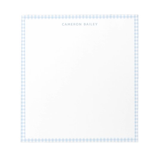 Bloc-note Mignon Gingham Bleu Clair Personnalisé (Devant)