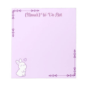 Bloc-note Mignon Kawaii Pastel Violet Lapin qui Regarde vers