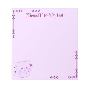 Bloc-note Mignon Kawaii Pastel Violet Ours en Peluche Person