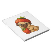 Bloc-note Mignon pug avec des fraises fruité dessin animé dr (Incliné)