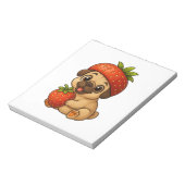 Bloc-note Mignon pug avec des fraises fruité dessin animé dr (Tourné)