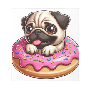 Bloc-note Mignon pug avec donut cartoon amateur de chiens