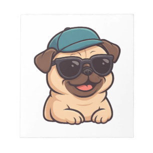 Bloc-note Mignon pug avec lunettes de soleil joie d'été dess