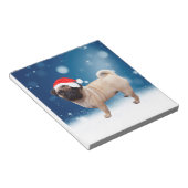 Bloc-note Mignonne chien Carlin Noël Père Noël Chapeau Neige (Incliné)