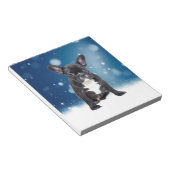 Bloc-note Mignonne French Bulldog Etoiles de neige Bleu Noël (Incliné)