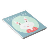 Bloc-note Mignonne lapin de Pâques blanc aux coeurs roses (Incliné)