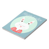 Bloc-note Mignonne lapin de Pâques blanc aux coeurs roses (Tourné)