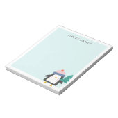 Bloc-note Mignonne Penguin de Noël Monnaie Turquoise personn (Tourné)