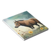 Bloc-note Mignonne poney brun dans le champ floral (Incliné)