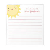 Bloc-note Mignonne Soleil Simple Du Bureau Du Professeur (Devant)