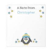 Bloc-note Mignonnes étoiles de pingouin et nom enfants bleus (Devant)