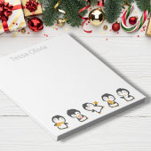 Bloc-note Mignons pingouins de Noël avec Nom sur blanc