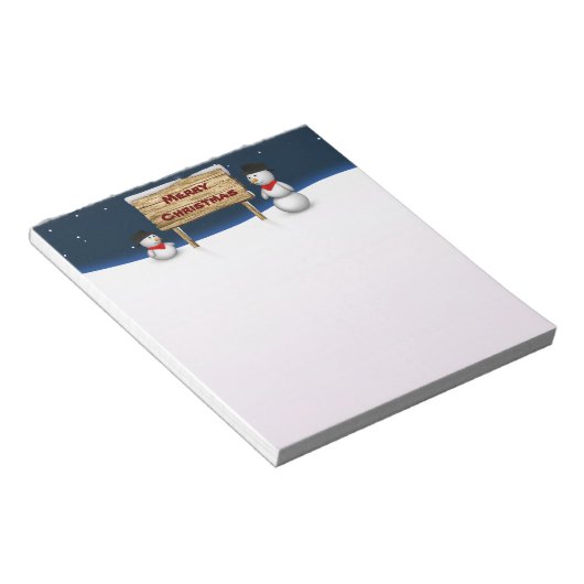 Bloc-note Mignons Snowmen souhaitant Joyeux Noël (Incliné)