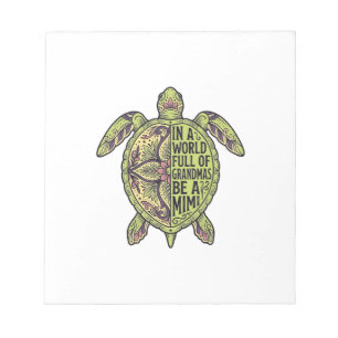 Bloc-note Mimi Grand-mère Tortue de mer Vintage Floral Conce