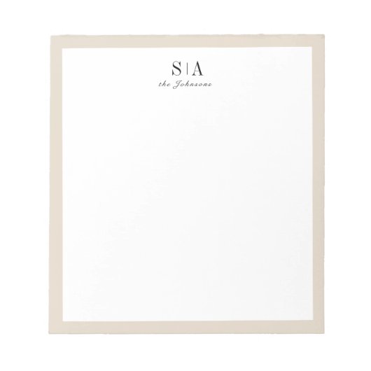 Bloc-note Mini couples monogramme personnalisé Papier à lett (Devant)