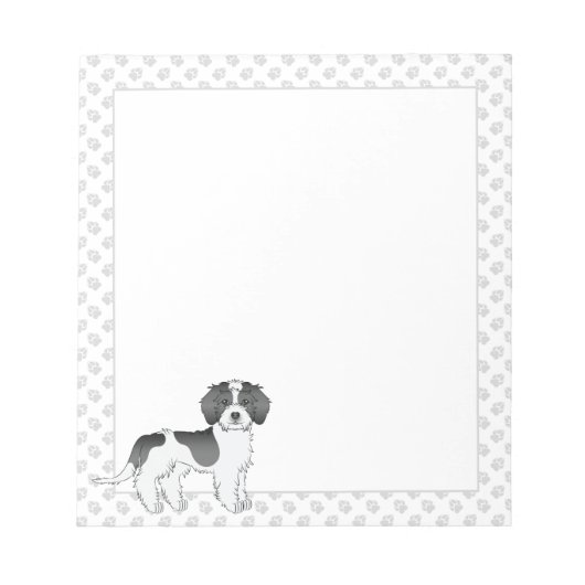 Bloc-note Mini Goldendoodle noir et blanc à taches & Pattes (Devant)