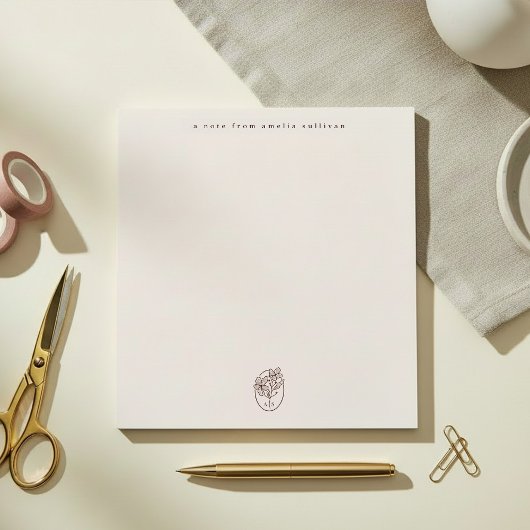 Bloc-note Minimal Blush Notepad with Monogram Desk Pad