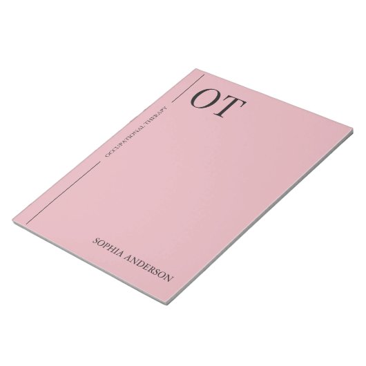 Bloc-note Minimal Blush Pink Custom OT Occupational Therapy (Incliné)