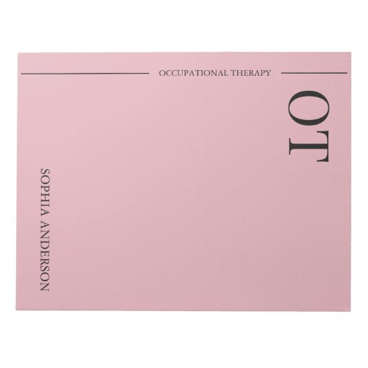 Bloc-note Minimal Blush Pink Custom OT Occupational Therapy (Devant)