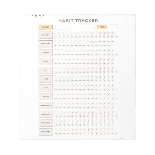 Bloc-note Minimal Habit Tracker Beige Grid Design (Devant)