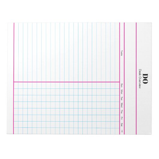 Bloc-note Minimal Monogram Initials Weekly Checklist Notepad (Devant)