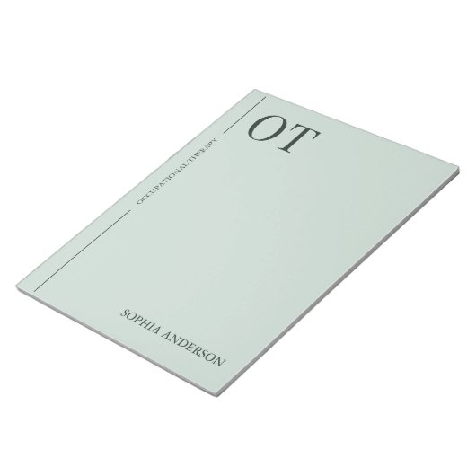 Bloc-note Minimal Sage Green Custom OT Occupational Therapy (Incliné)