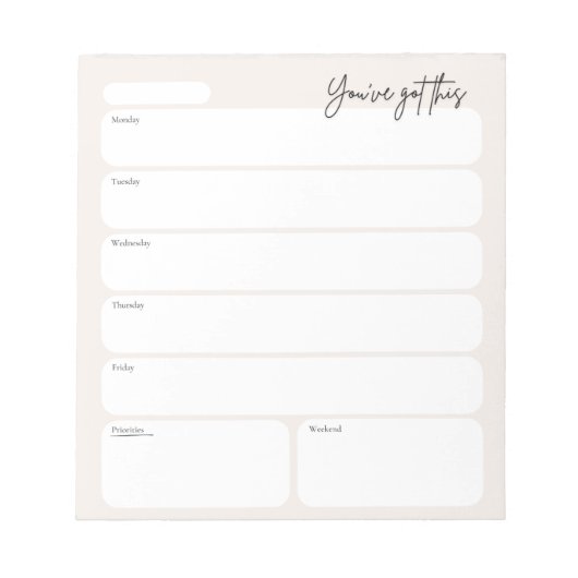 Bloc-note Minimal Weekly Planner Notepad (Devant)