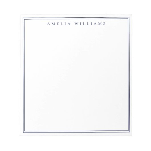 Bloc-note Minimalist Blue Monogram Two Border (Devant)