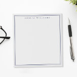 Bloc-note Minimalist Blue Monogram Two Border<br><div class="desc">Create your own personalized notepads with blue elegant chic typography monogram name and two border line design.</div>