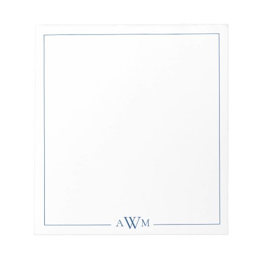 Bloc-note Minimalist Blue Three Letter Monogram (Devant)
